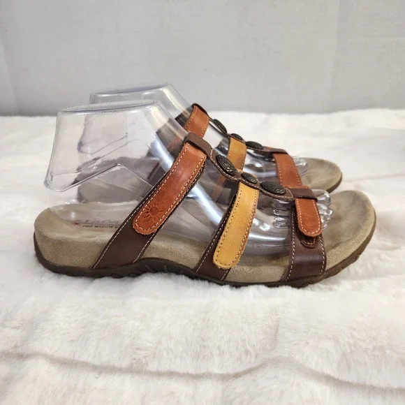 Taos Ramy Willow Leather Sandals Womens 8 EU 39 Brown Red Casual Slide Shoe - Picture 14 of 14